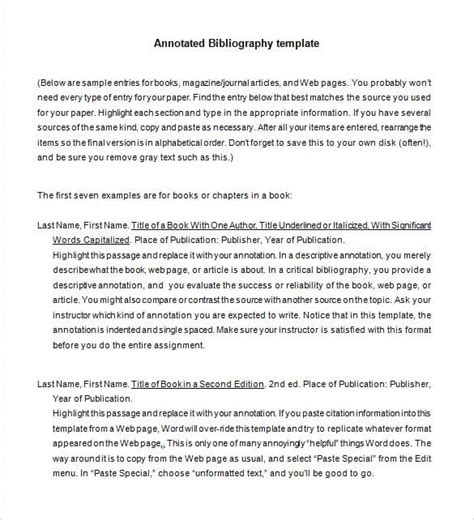 free annotated bibliography template.